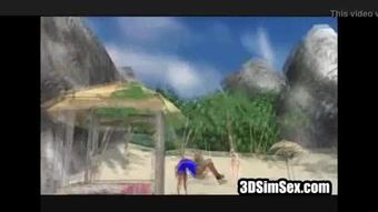 3D blonde chick mendapat fucked di sebuah taman